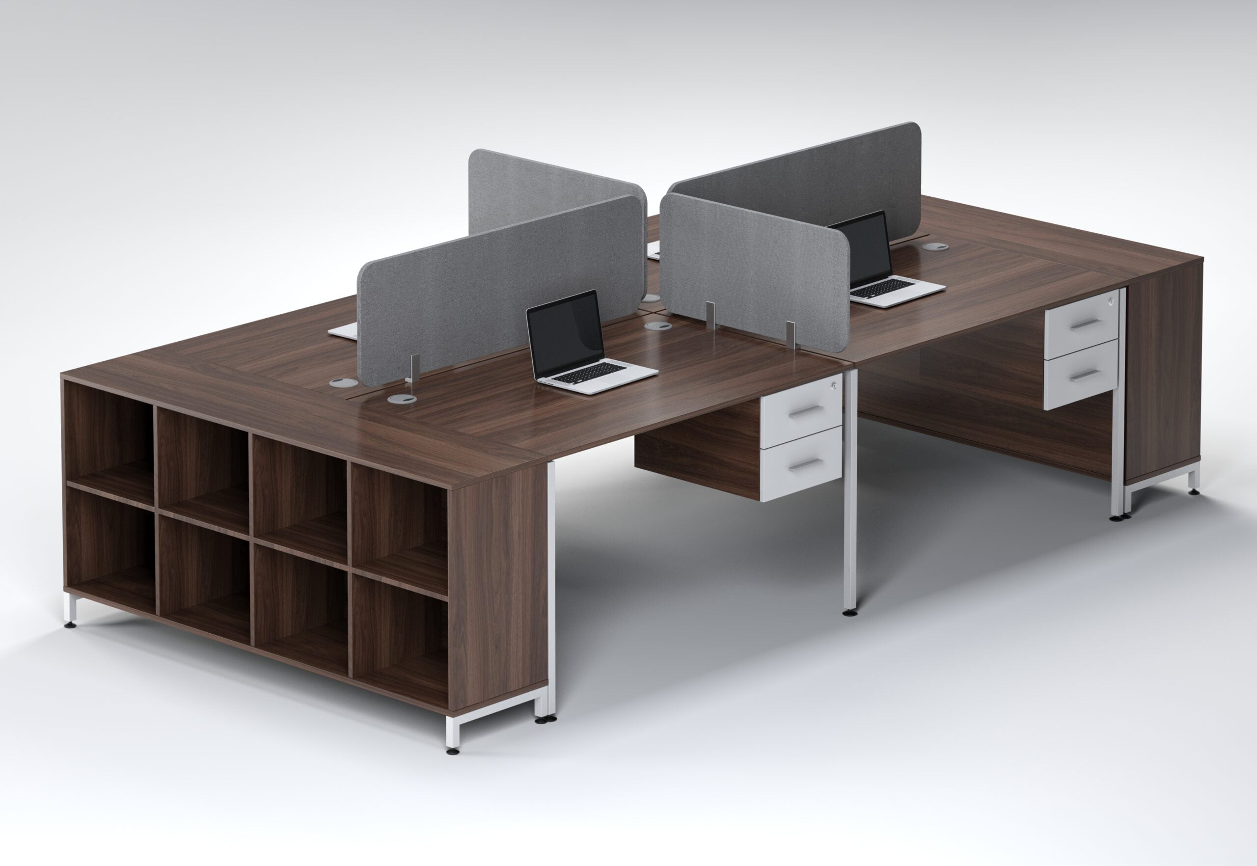Nexus 1400 4 Seater Cluster Desk With 2 Drawer - Image 4