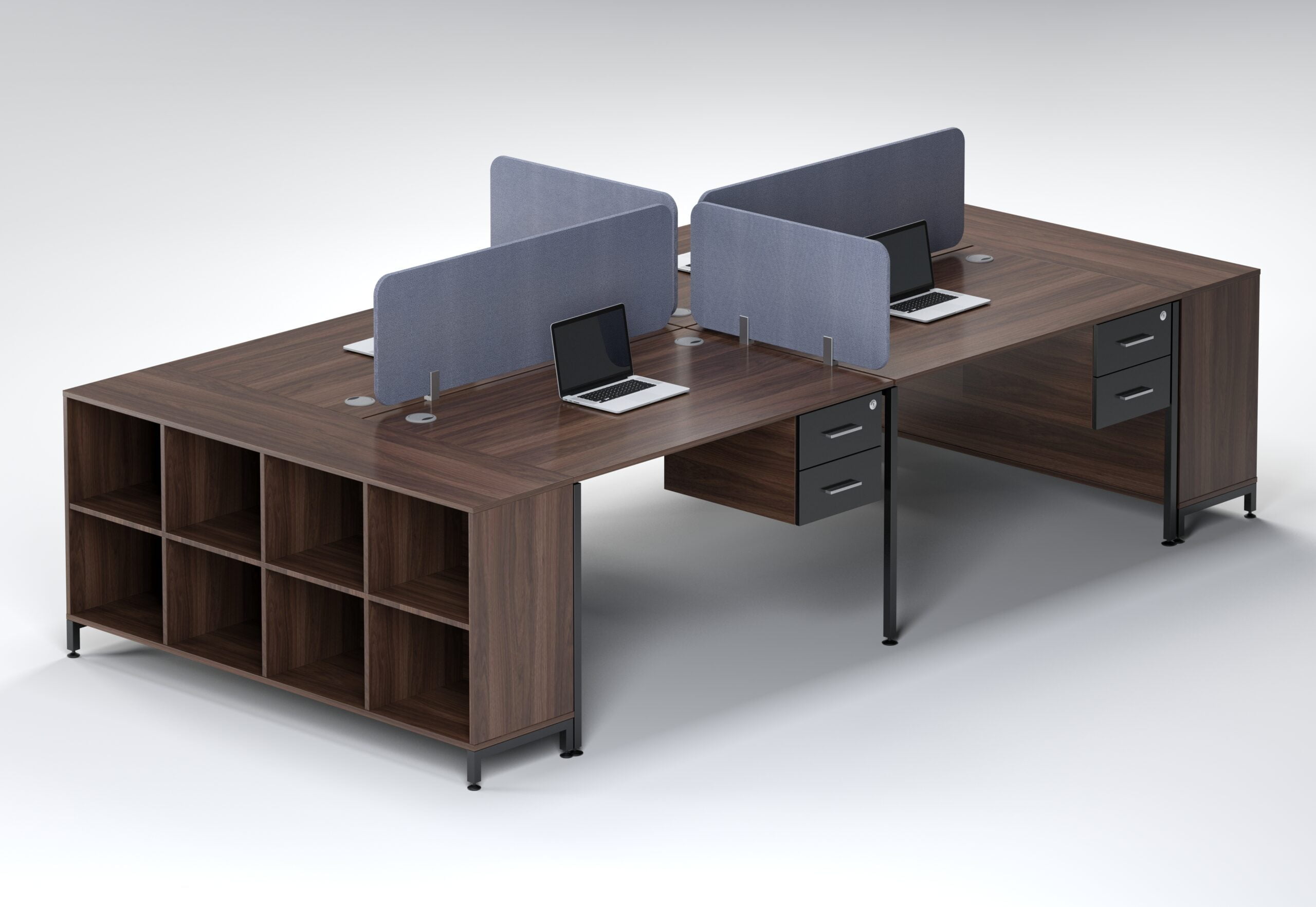 Nexus 1400 4 Seater Cluster Desk With 2 Drawer - Image 3