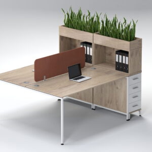 Nexus 1200 2 Seater Cluster Desk With Slimline 4 Drawer