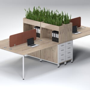 Nexus 1200 4 Seater Cluster Desk With Slimline 4 Drawer