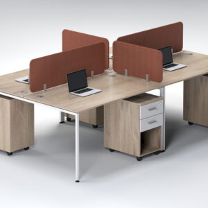 Nexus 1600 4 Seater Cluster Desk With 2 Drawer Open