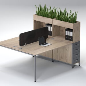 Nexus 1200 2 Seater Cluster Desk With Slimline 4 Drawer