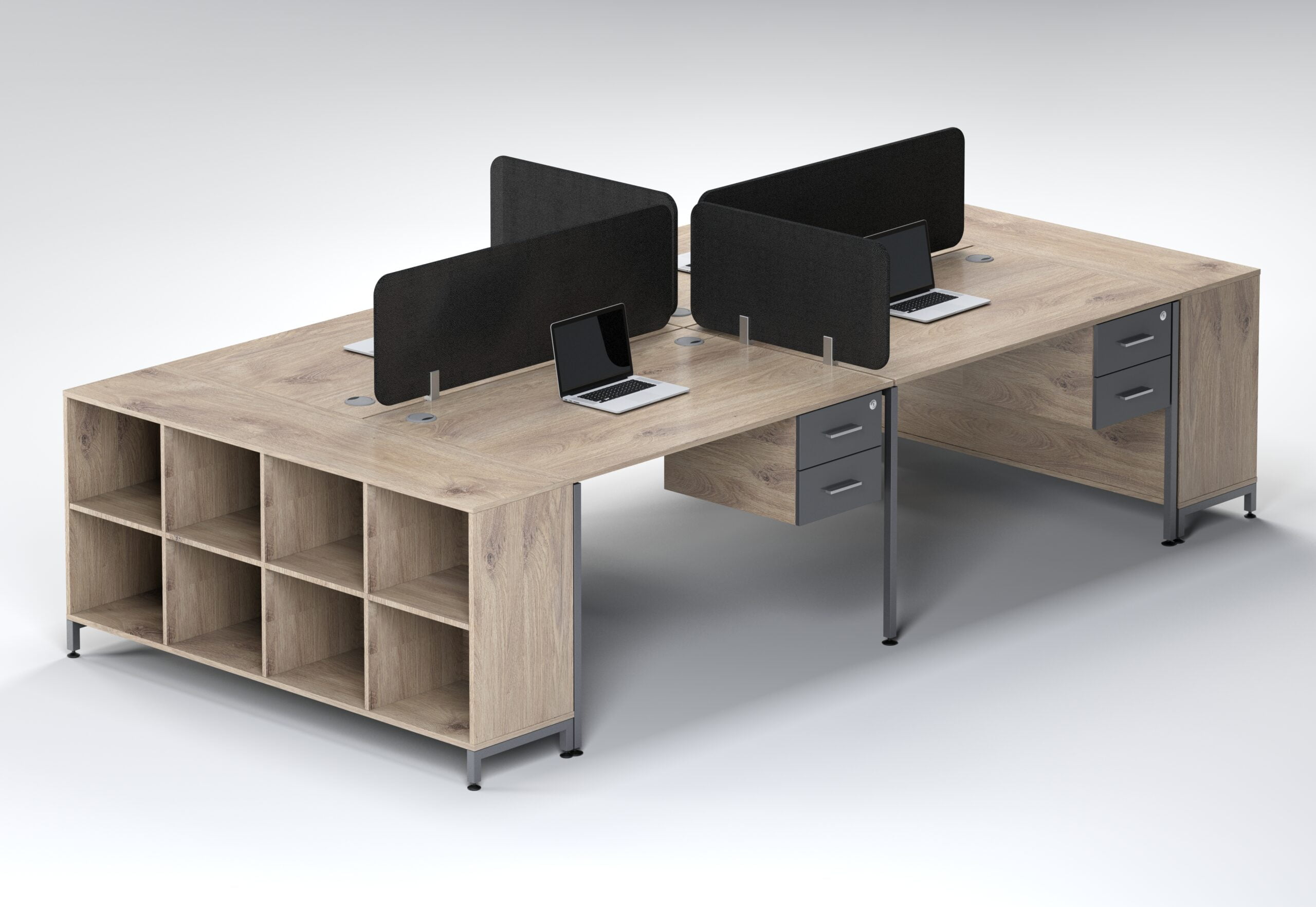 Nexus 1400 4 Seater Cluster Desk With 2 Drawer