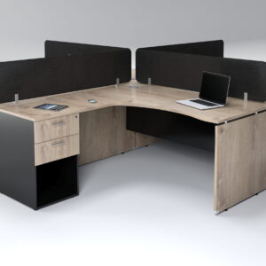Platinum 1600 Cluster Desk With 2 Drawer Open 4 Seater