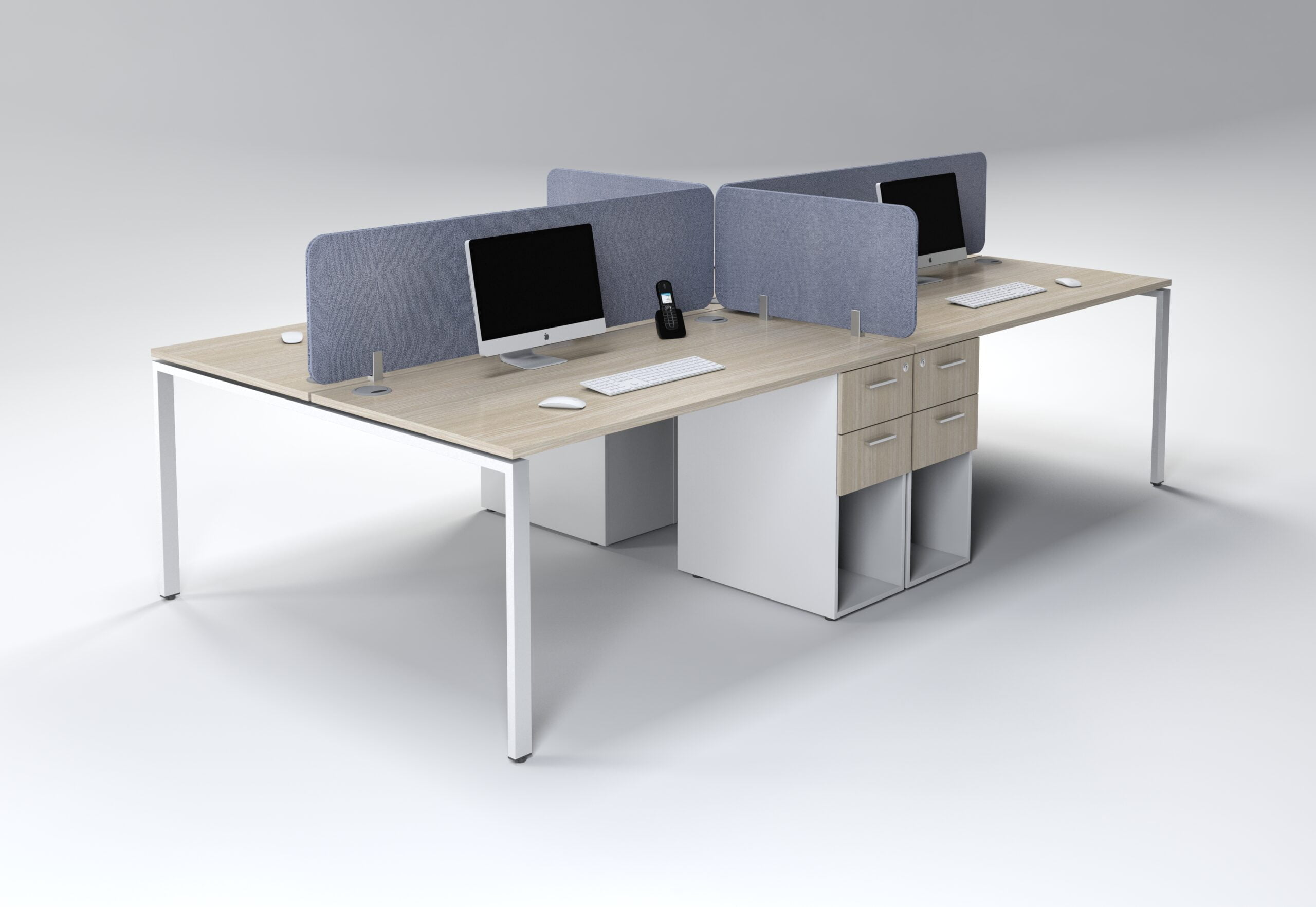 Evolution 3000 4 Seater Desk With 2 Drawers