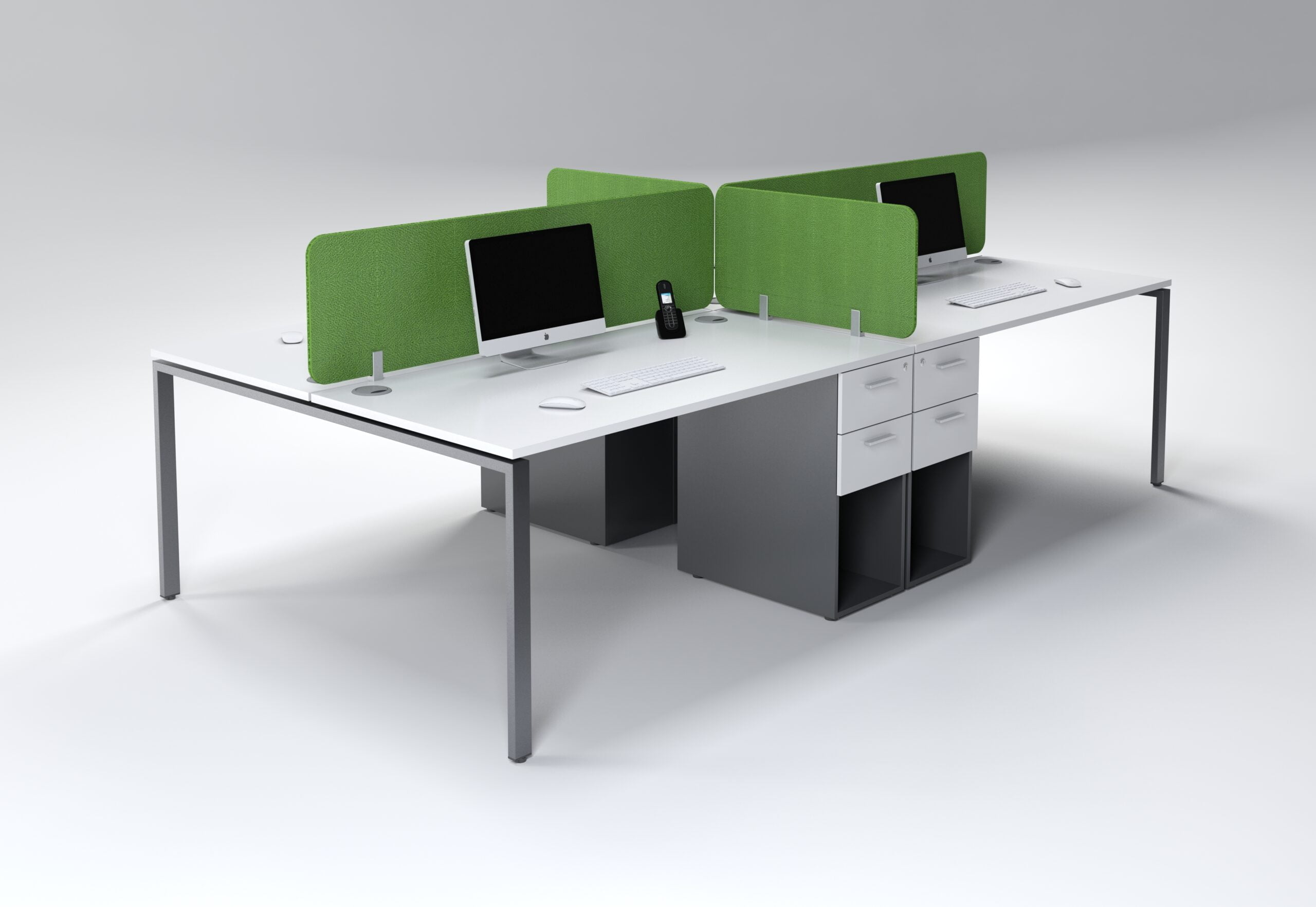 Evolution 3000 4 Seater Desk With 2 Drawers - Image 3