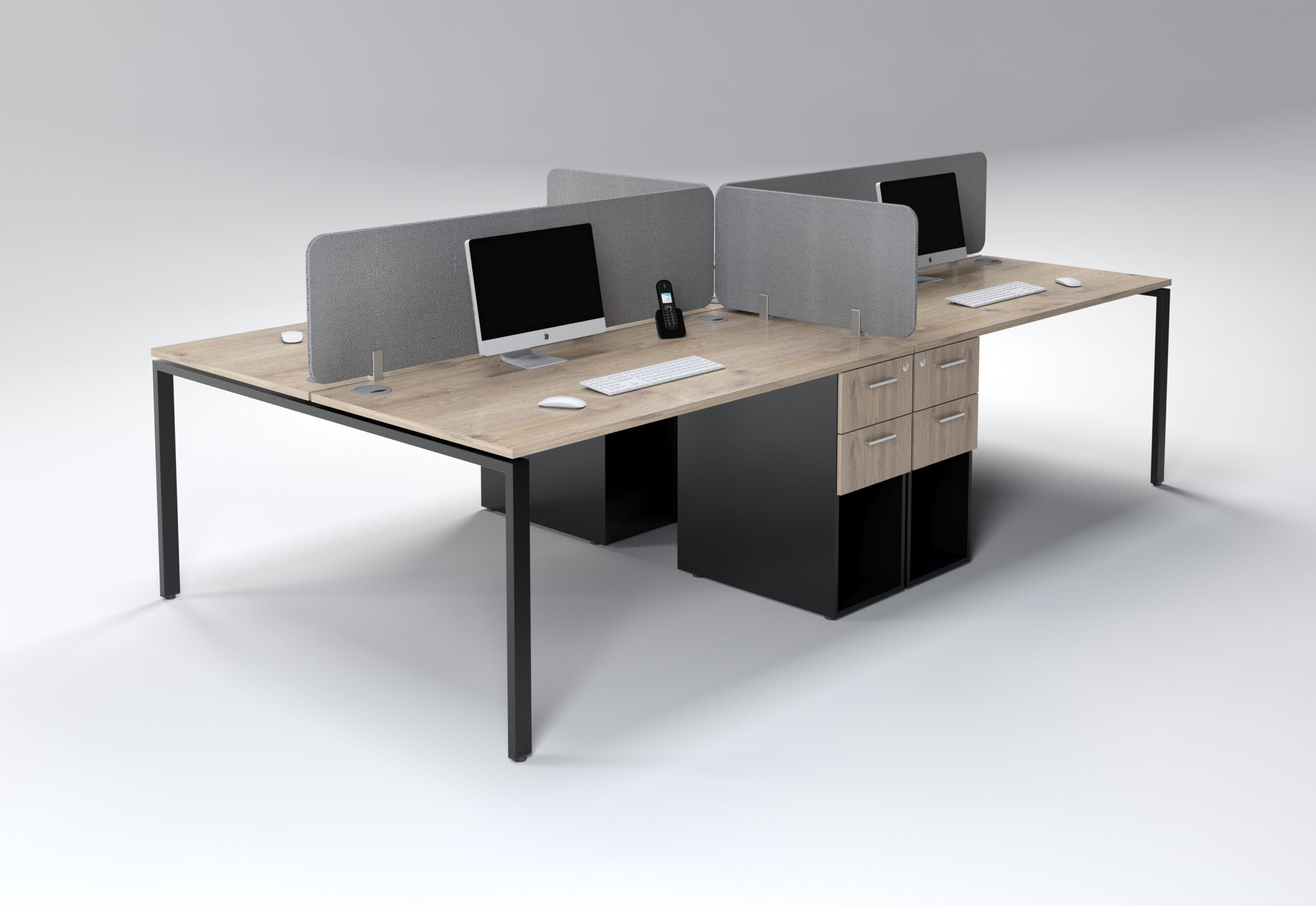 Evolution 3000 4 Seater Desk With 2 Drawers - Image 2