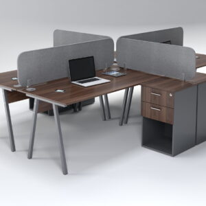Ava 1500 4 Seater Desk With 2 Drawer Open