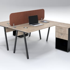 Ava 1500 2 Seater Desk With 2 Drawer Open
